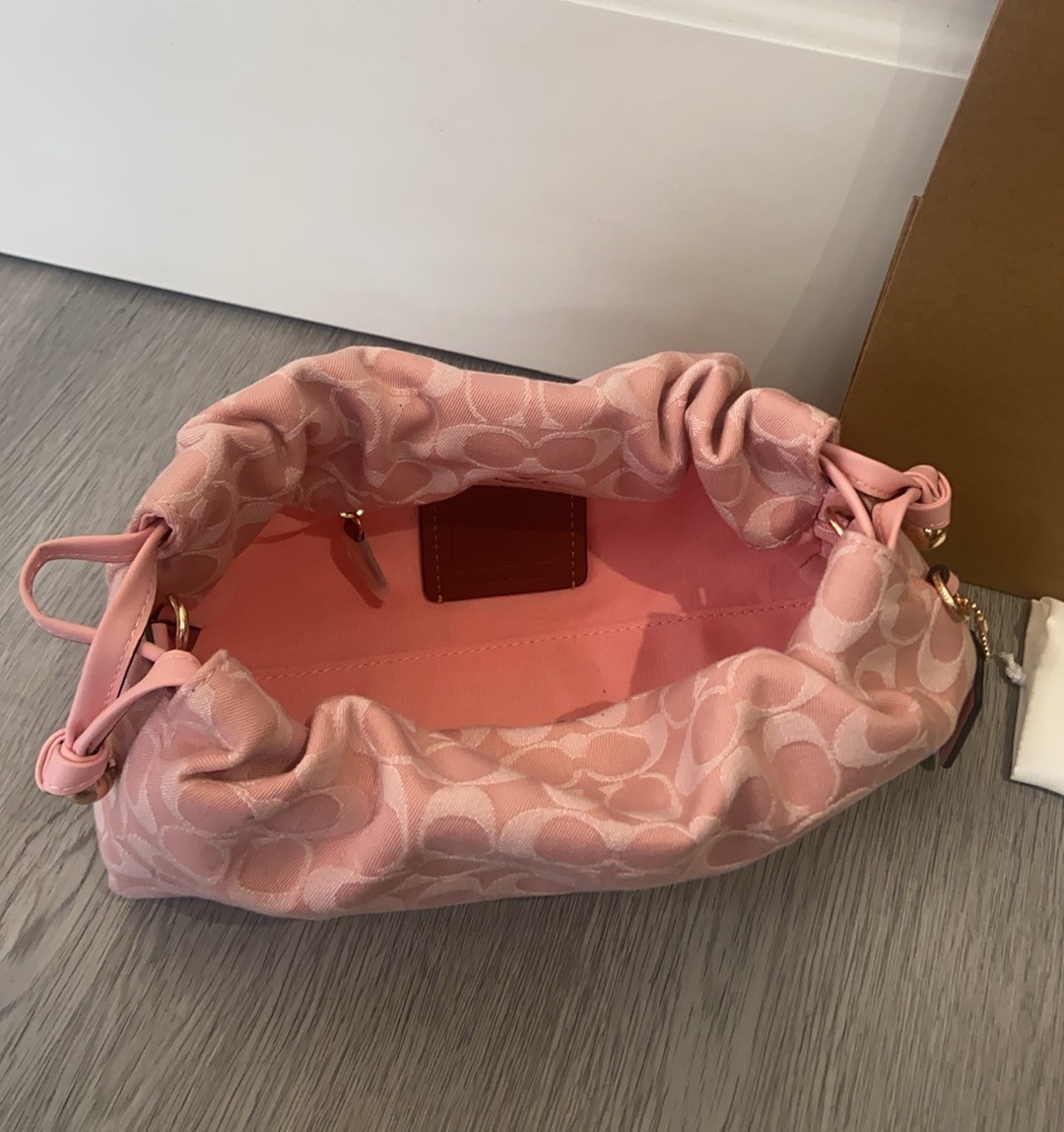 COACH Faye Shoulder Bag Signature Denim Light Pink CER68 IMNH1 Auth New