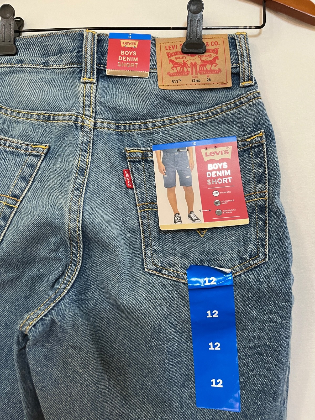 Levi’s Boys Adjustable Waistband Denim Shorts Many sizes New