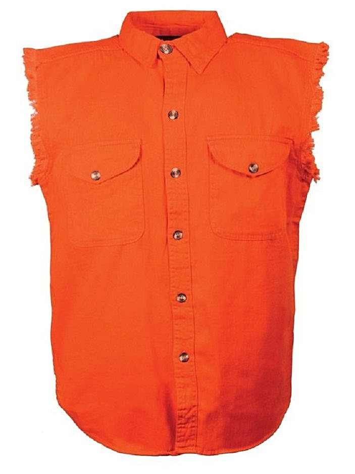 Sleeveless Denim Shirt Biker Motorcycle Button Down Muscle 10 Colors t-shirt