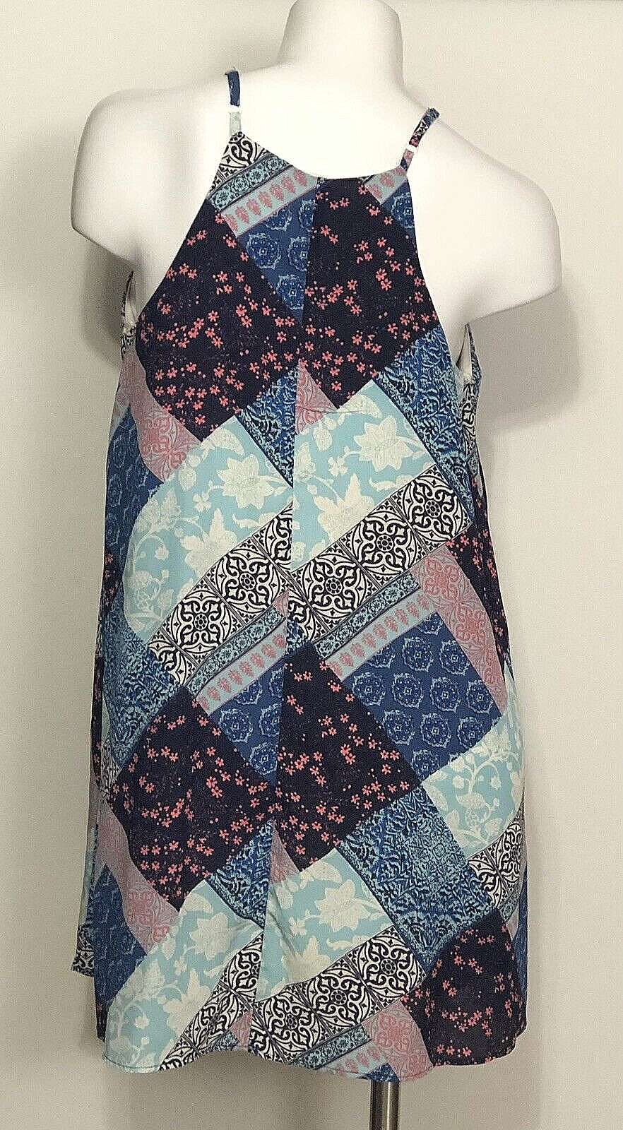 NWT WOMEN’S MOA MOA PATCHWORK MINI SWING DRESS SIZE LARGE MSRP $38.00
