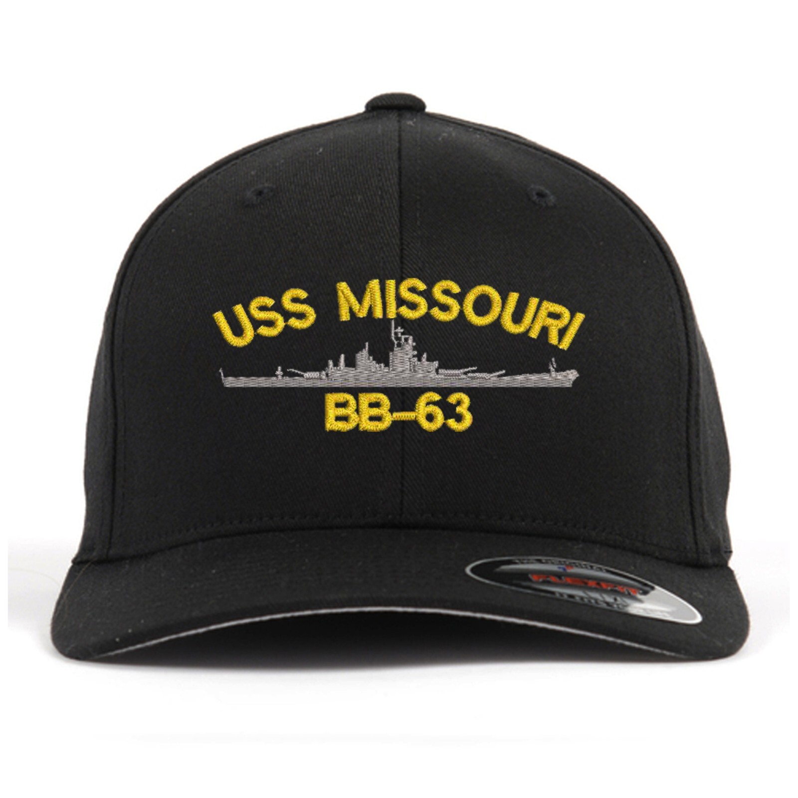 Uss bb-63 embroidered flex fit baseball cap (size S/M, L/XL, XXL)