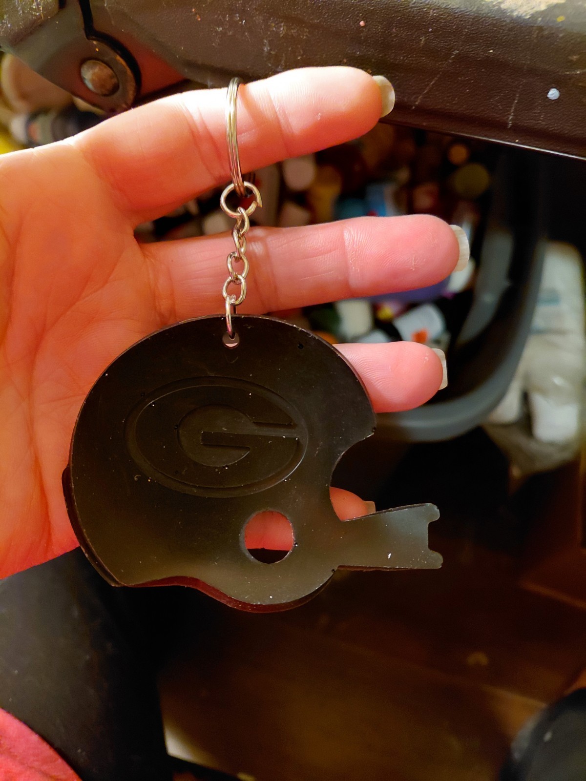 Handmade Resin Football Helmet Keychain