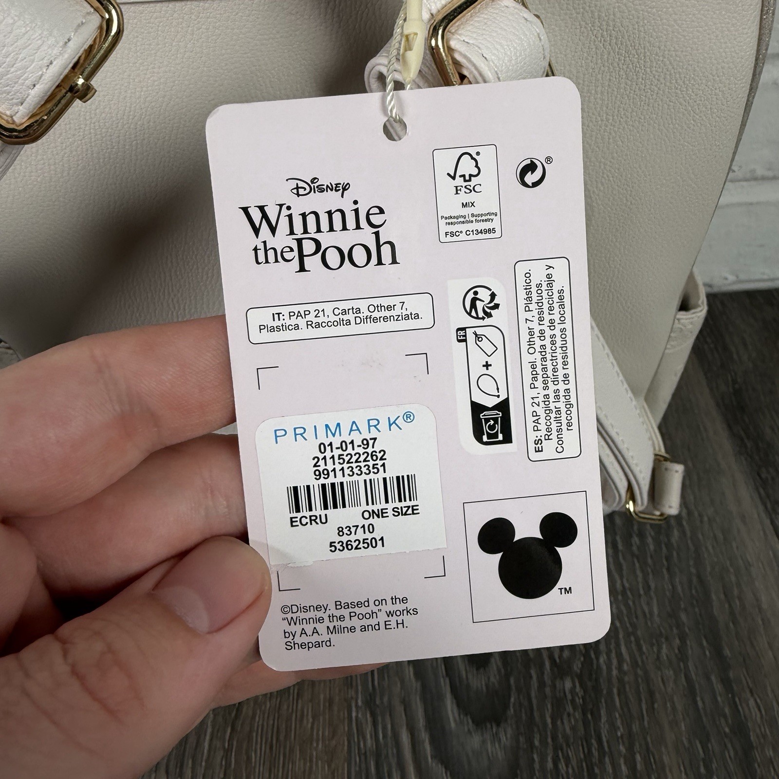 Primark Disney Winnie The Pooh and Friends Faux Leather Backpack 13″ Exclusive