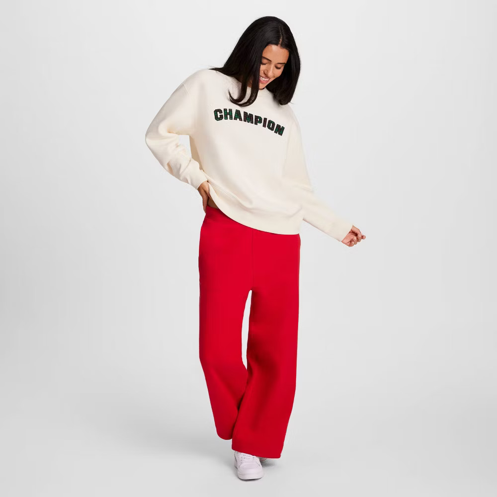 Champion Women Fleece Sweatshirt – Cream Plaid S
