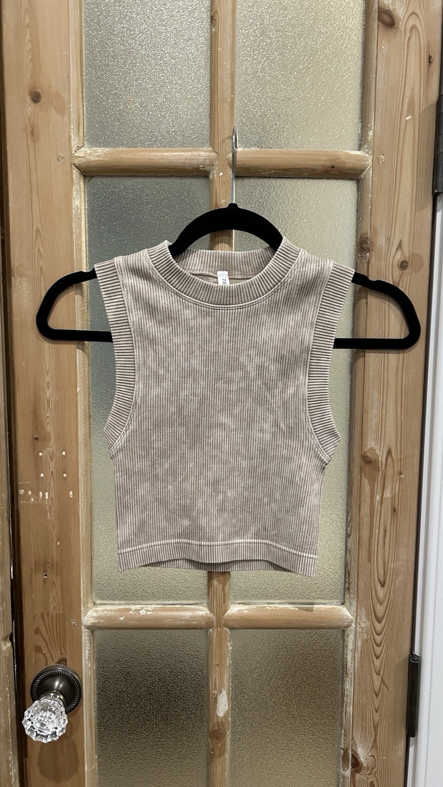 Zenana Ribbed Crop Tank Ash Mocha Size Large /XLarge