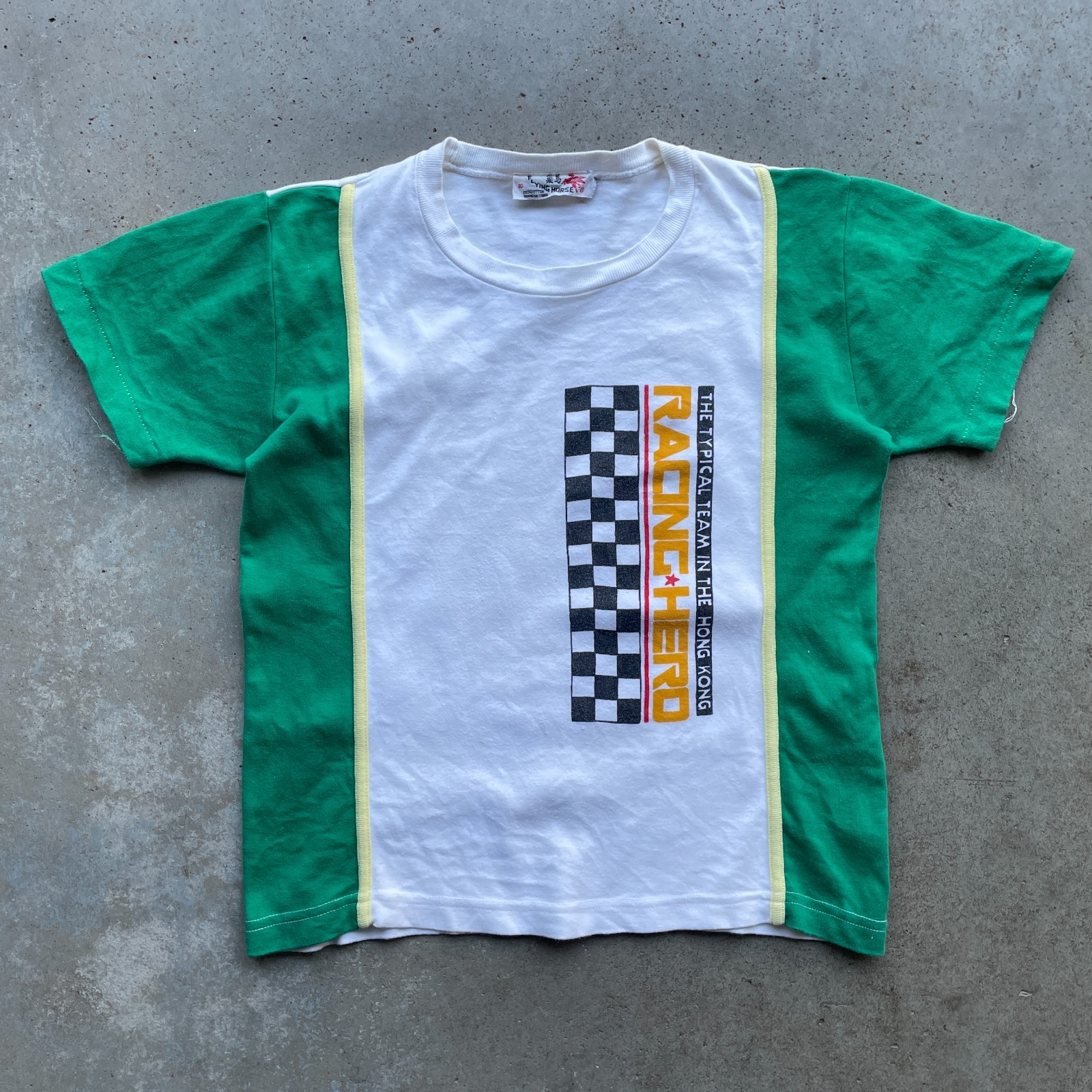 Vintage Hong Kong Racing Team Hero Shirt Striped Men’s Small Fit 2-Tone