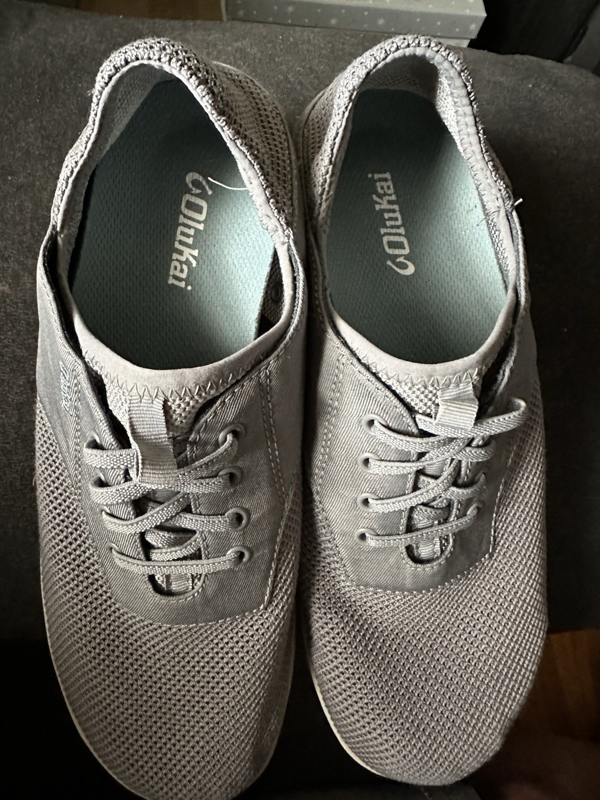 Olukai Men’s Gray Mesh Lace-Up Sneakers Breathable Comfort Rubber Sole US 11.5