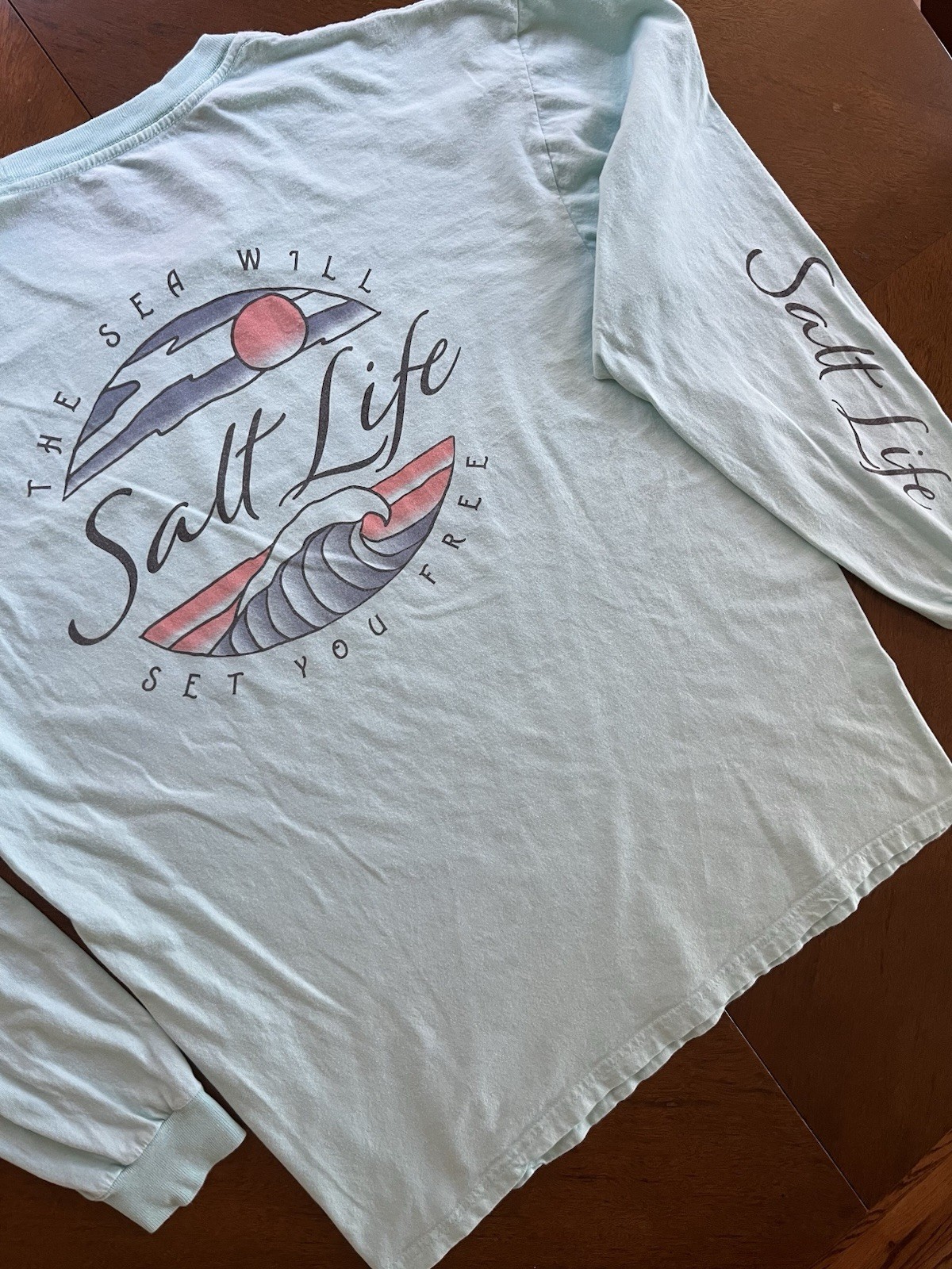 Salt Life Aruba Blue LS T-shirt “Tranquil Tides” Adult Large ~ 100% Cotton