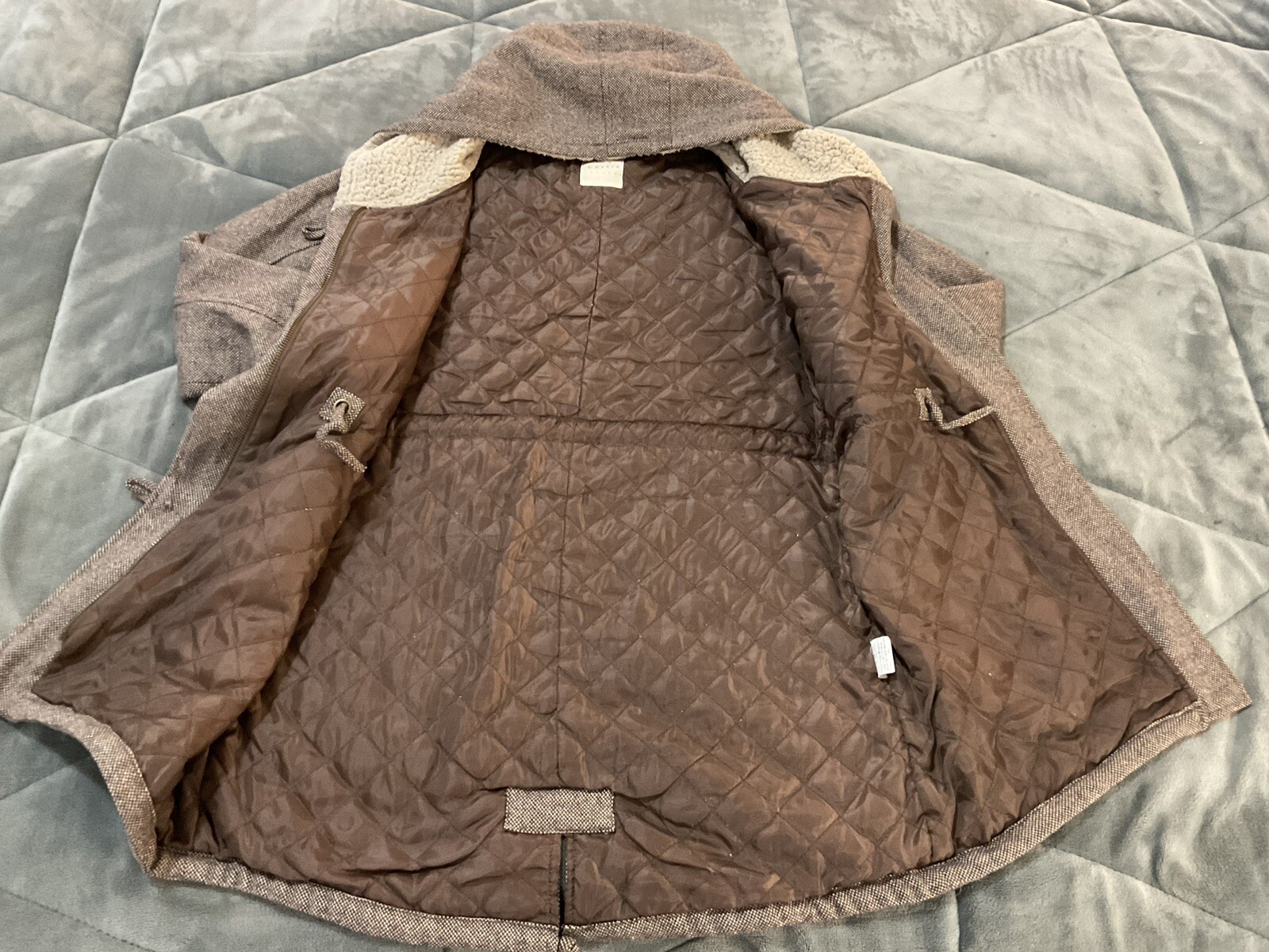 Ray Cousin Cassin Hoodie Herringbone Houndstooth Zip Button Jacket Fully Lined