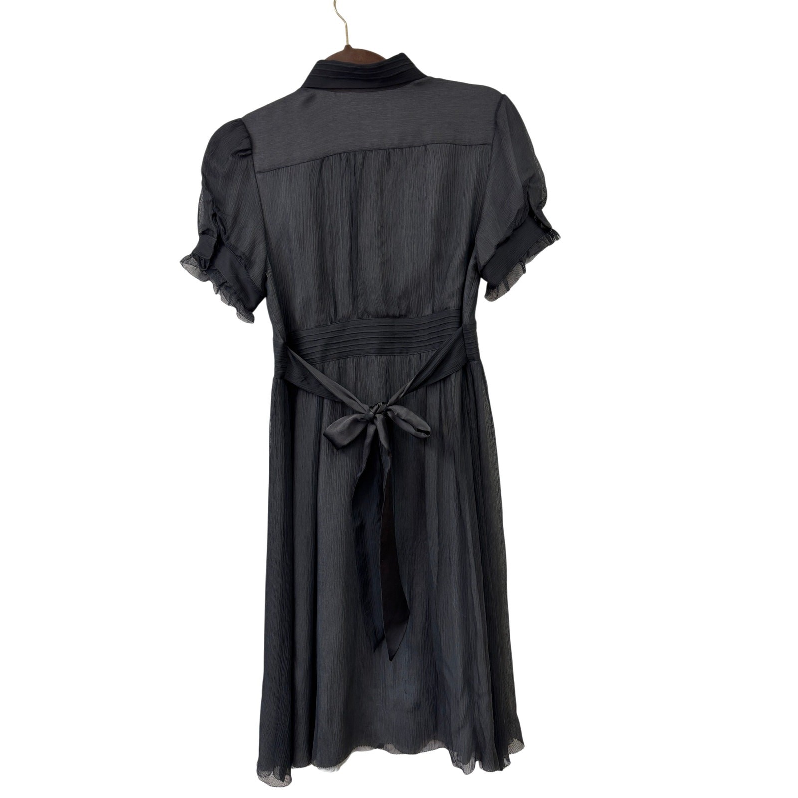 Juicy Couture Black Chiffon Dress Women’s Small Ruffle Peter Pan Collar