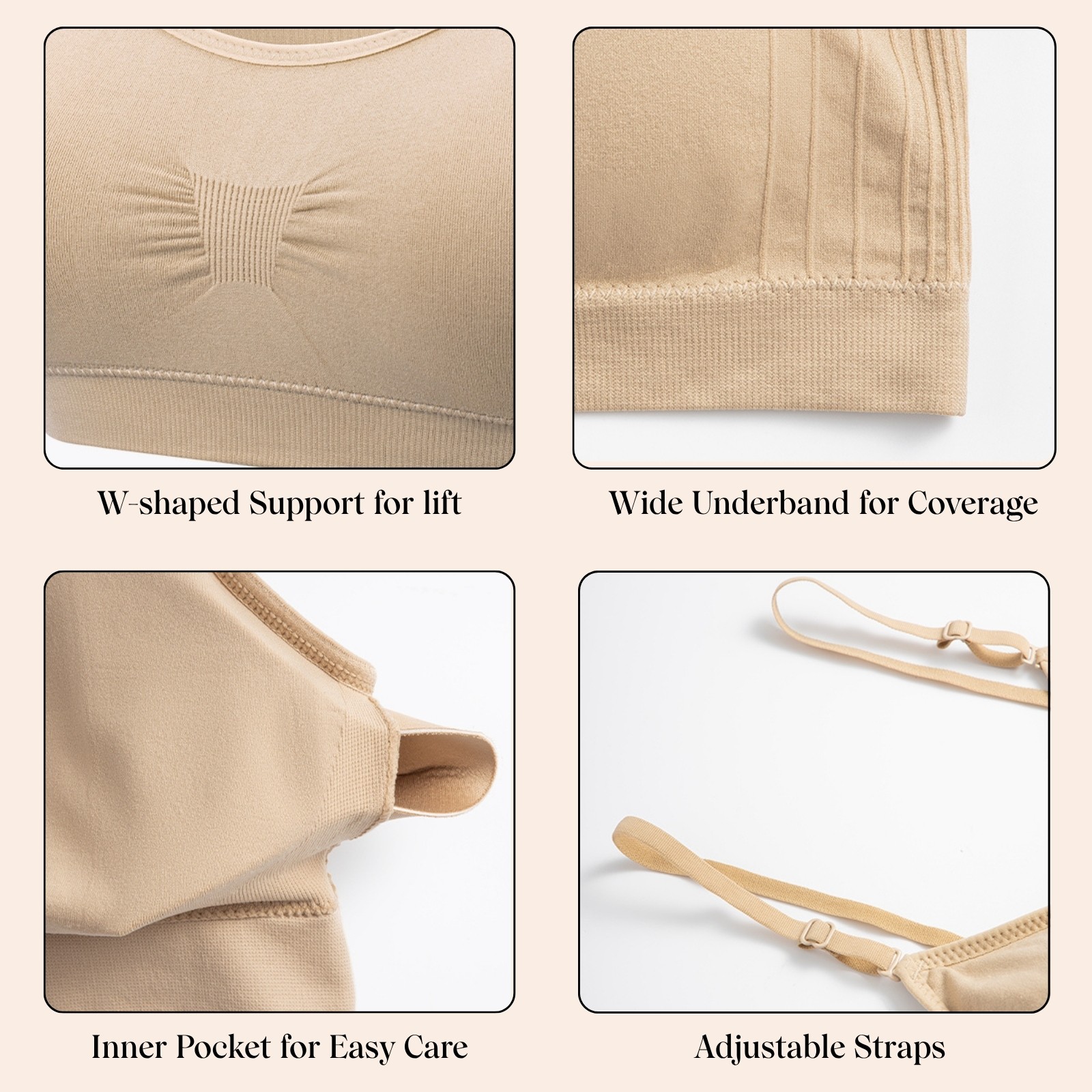 Women’s Seamless T-Shirt Bra Wireless Padded Bralette, No Underwire Everyday Bra