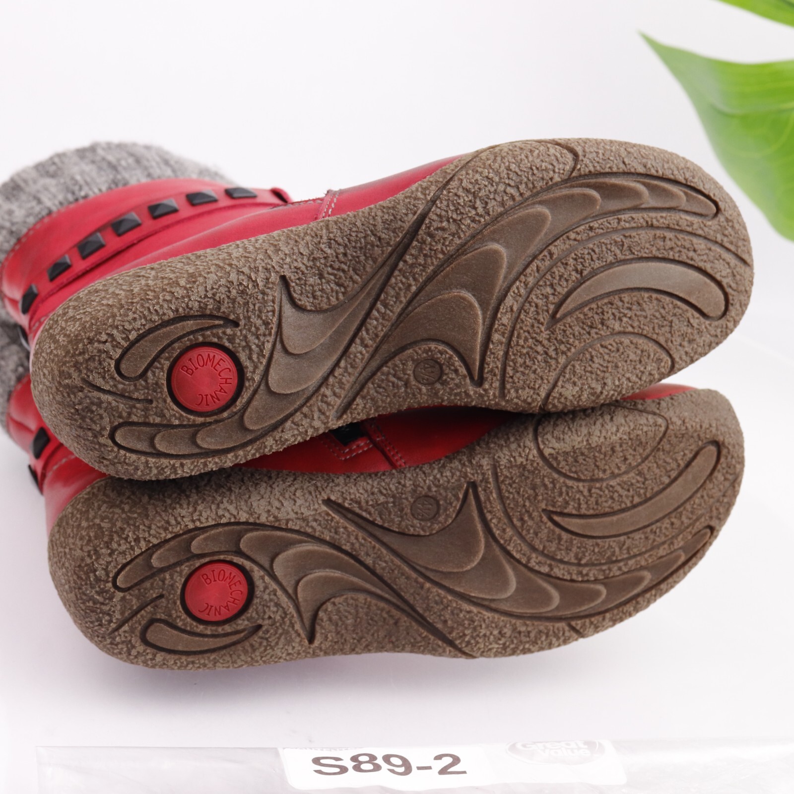 NAOT Theresia M Women’s Boot Size 7 Mid Red Leather Knit Cuff Comfy Orthotic