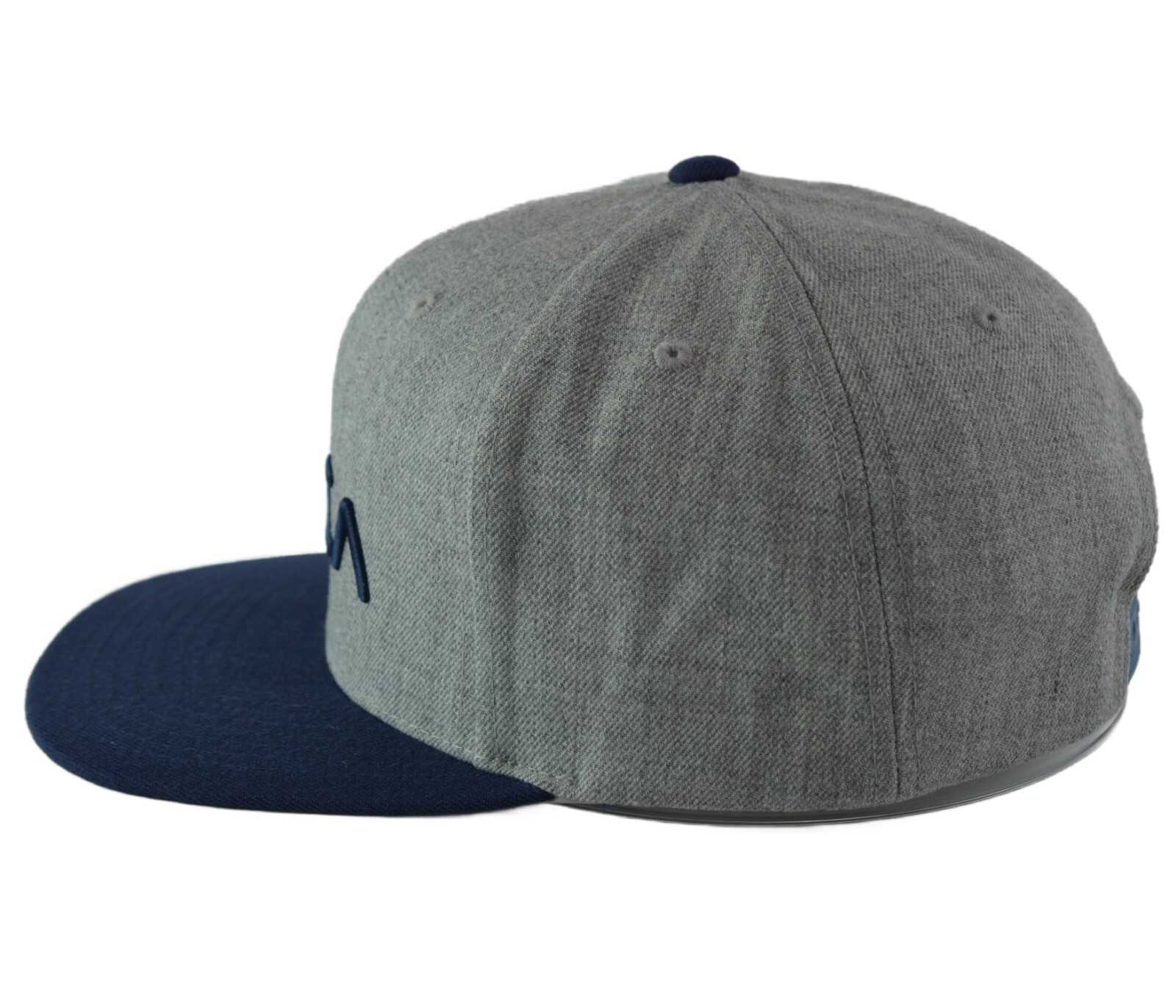 RVCA Twill Heather Gray & Navy Blue Logo 2 Tone Adjustable Hat Mens Snapback Cap
