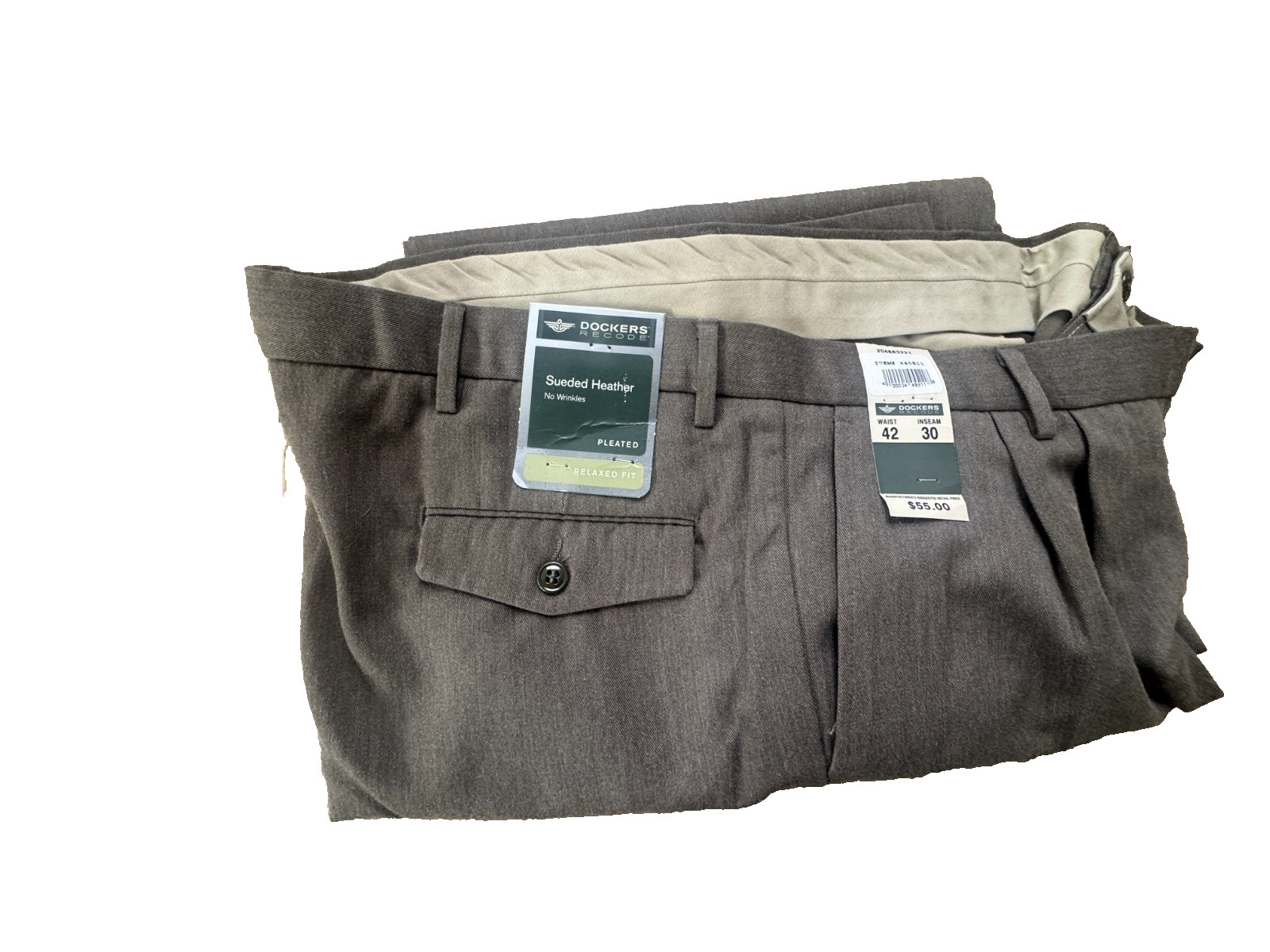Vintage Levi’s Dockers Dress Pants 42×30 NWT Relaxed Fit Sueded Heather Taupe