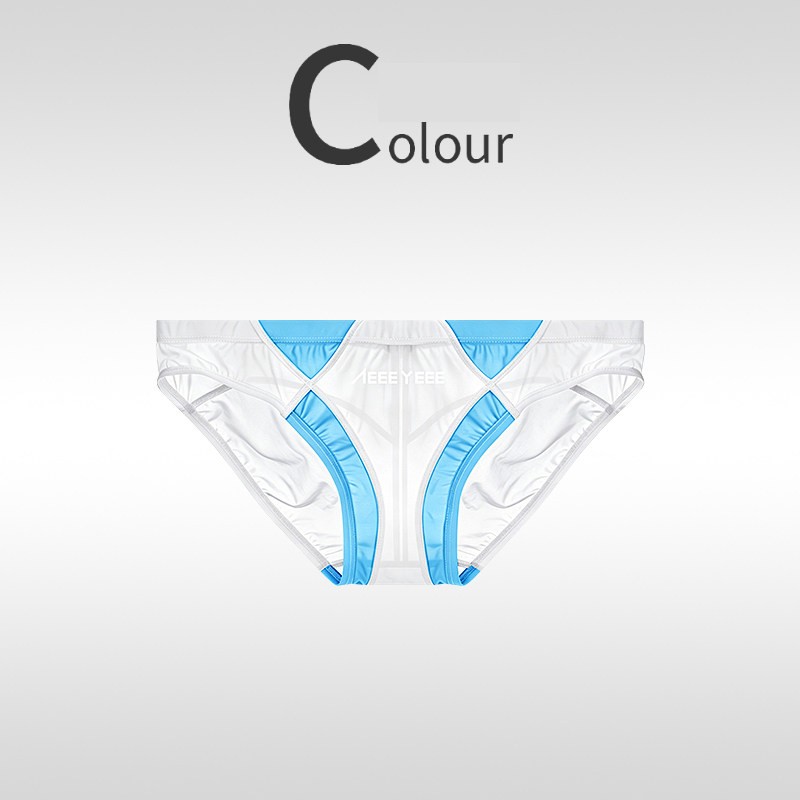 Men’s Sexy Ice Silk Transparent Underwear Ultra-thin Patchwork Low-Waist Panties