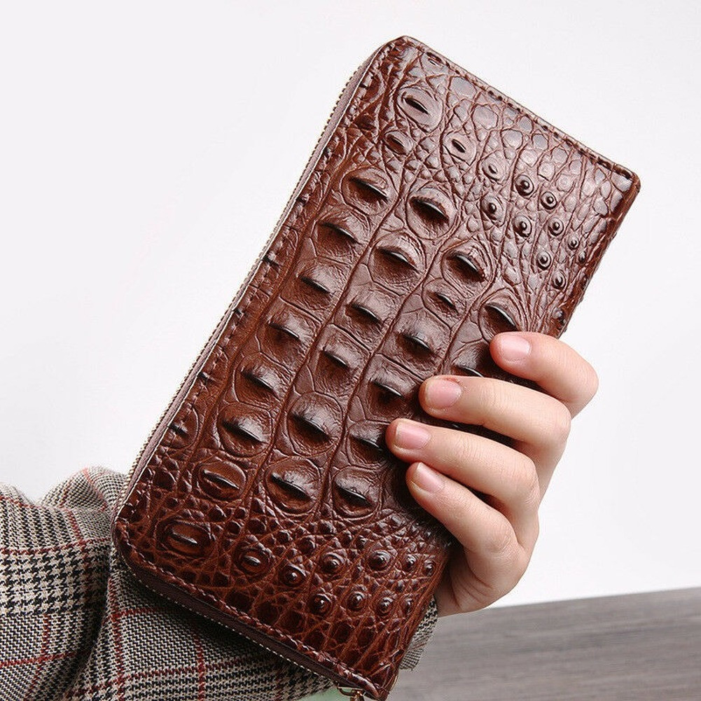 Mens Leather Wallet Zipper Card Holder Long Phone Purse Clutch Handbag Billfold
