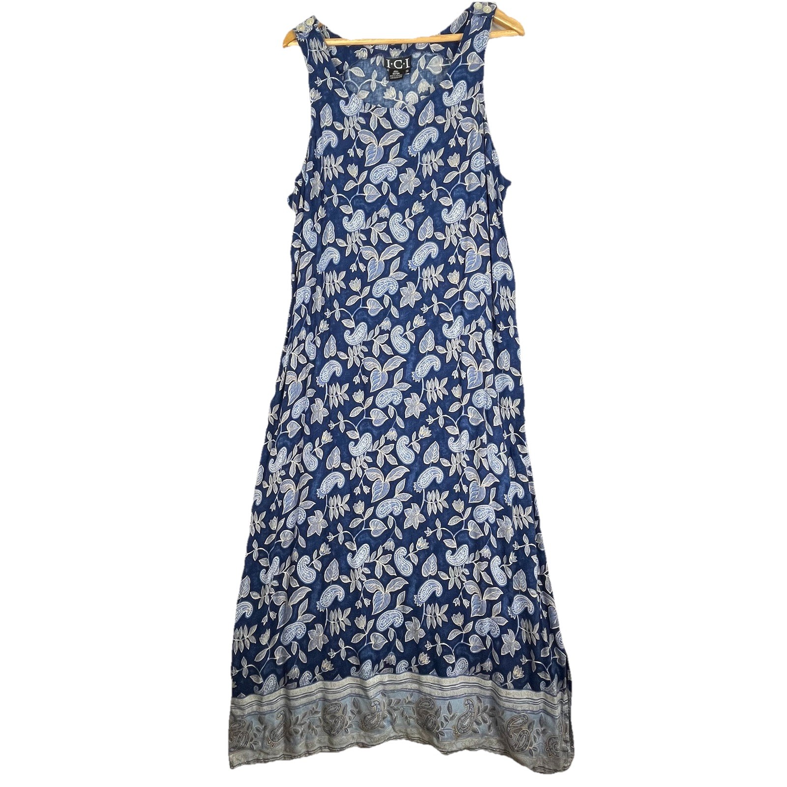 Blue Floral Paisley Maxi Dress Sleeveless Lightweight Plus Size 20