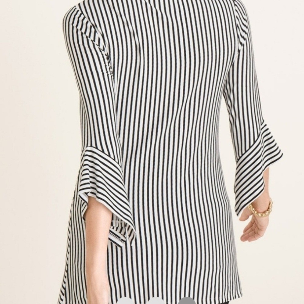 Chico’s Black and White Striped Tunic