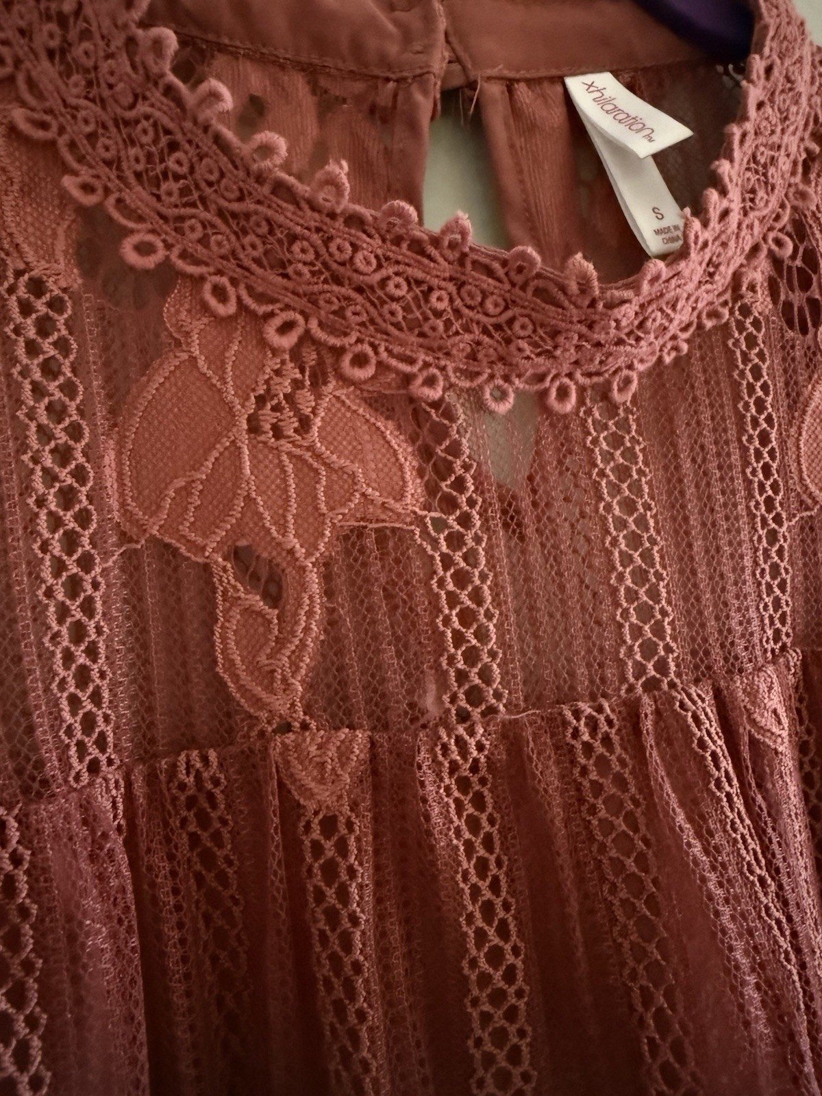 Xhilaration Sz Small Sleeveless Top Womens Lace Pink Lined Boho Coquette Fairy