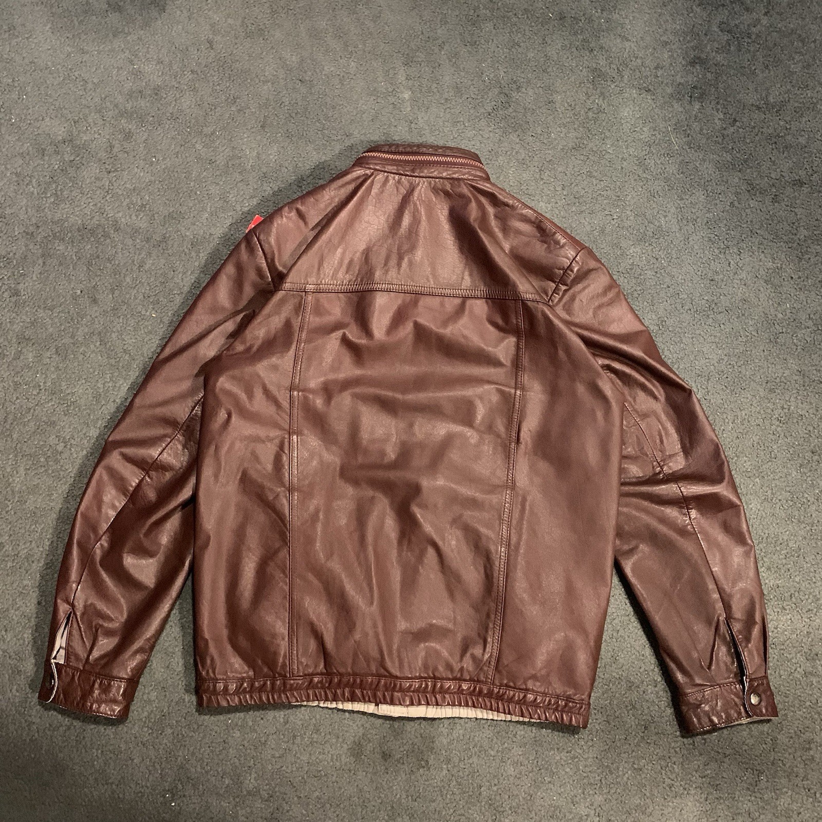 VITAGE 80s-90s REVERSIBLE COW NAPPA LEATHER MOTORCYCLE JACKET SIZE 46 FIT MEDI