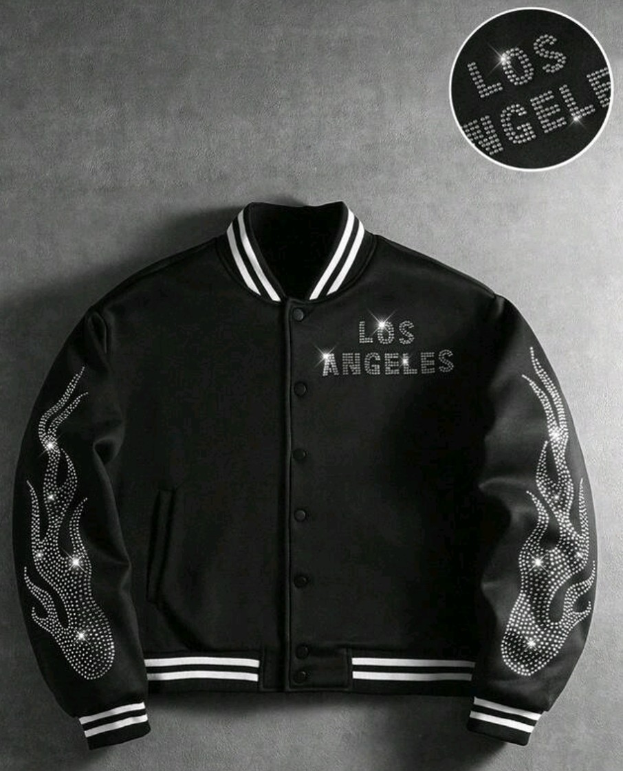 New Men Luxury Diamond Rhinestones Coat High Quality Black Jacket