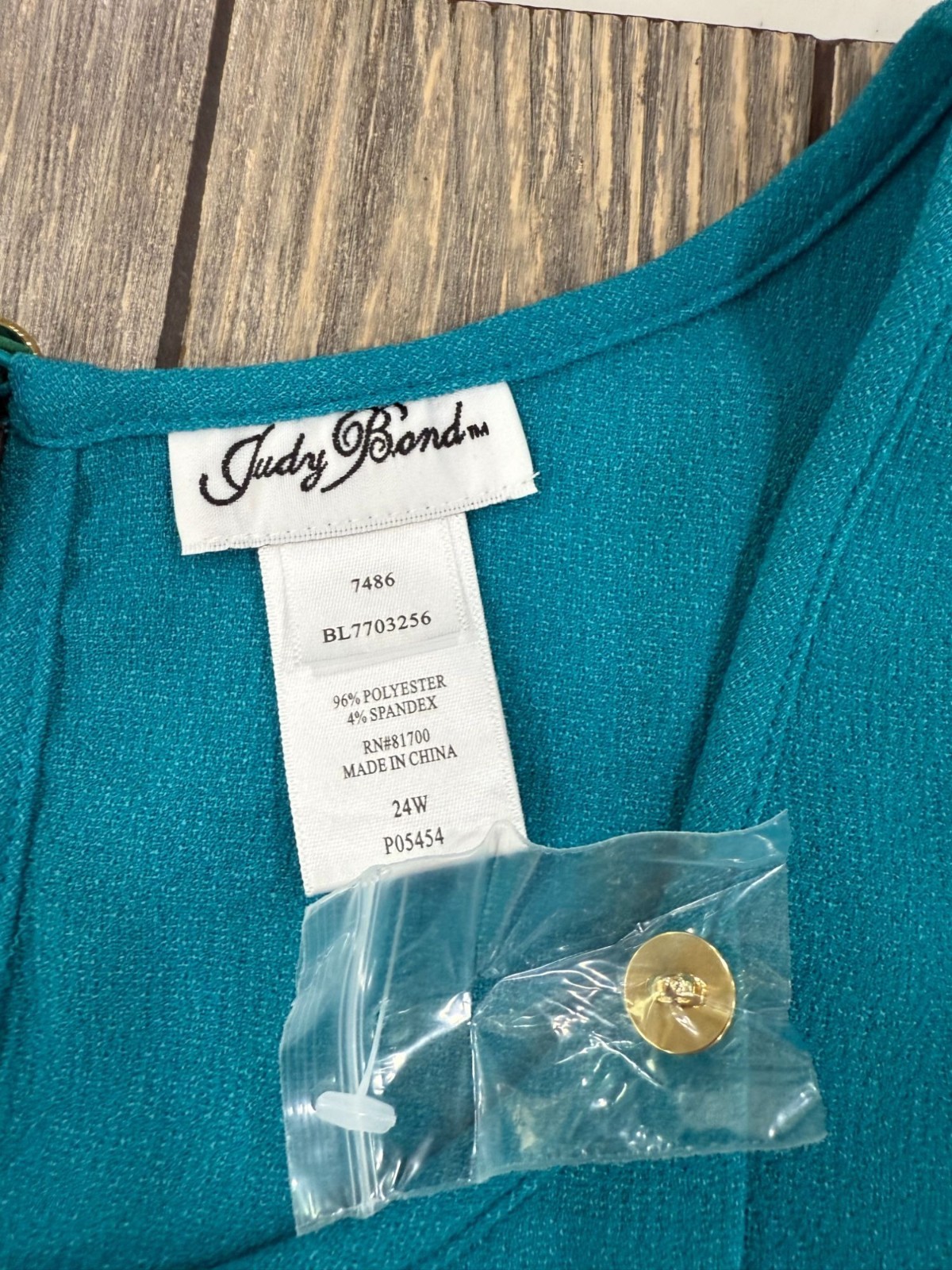 Judy Bond Womens Teal Draped Blouse 24W Polyester/Spandex