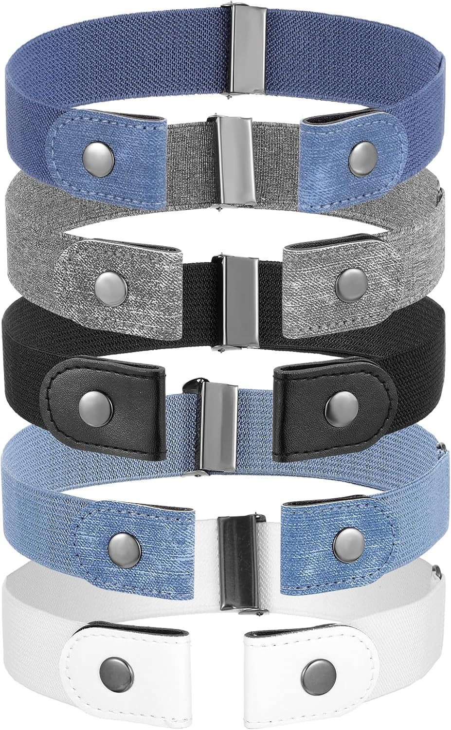 5Pcs No Buckle Stretch Belt for Women and Men Elastic Waist Belt, Comfortable