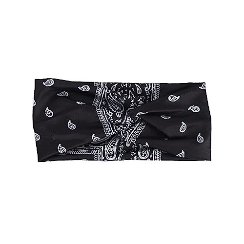 Motique Accessories Paisley Black Twist Turban Wide Headwrap Hair Band for Women