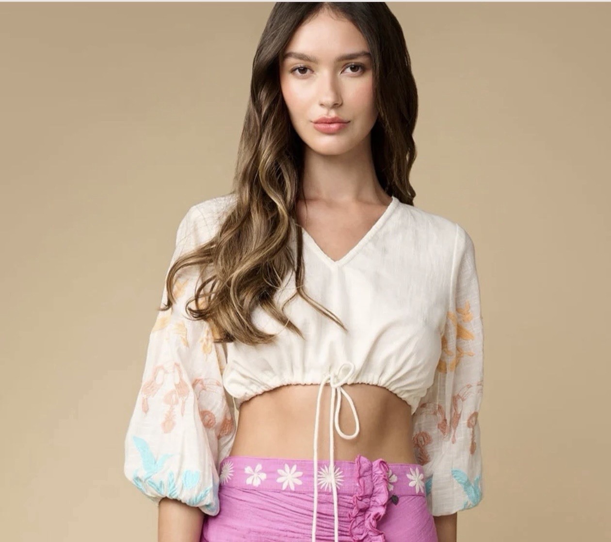 Boho adjustable top Embroidered Blouse Cotton Prairie Cottagecore hippie Shirt