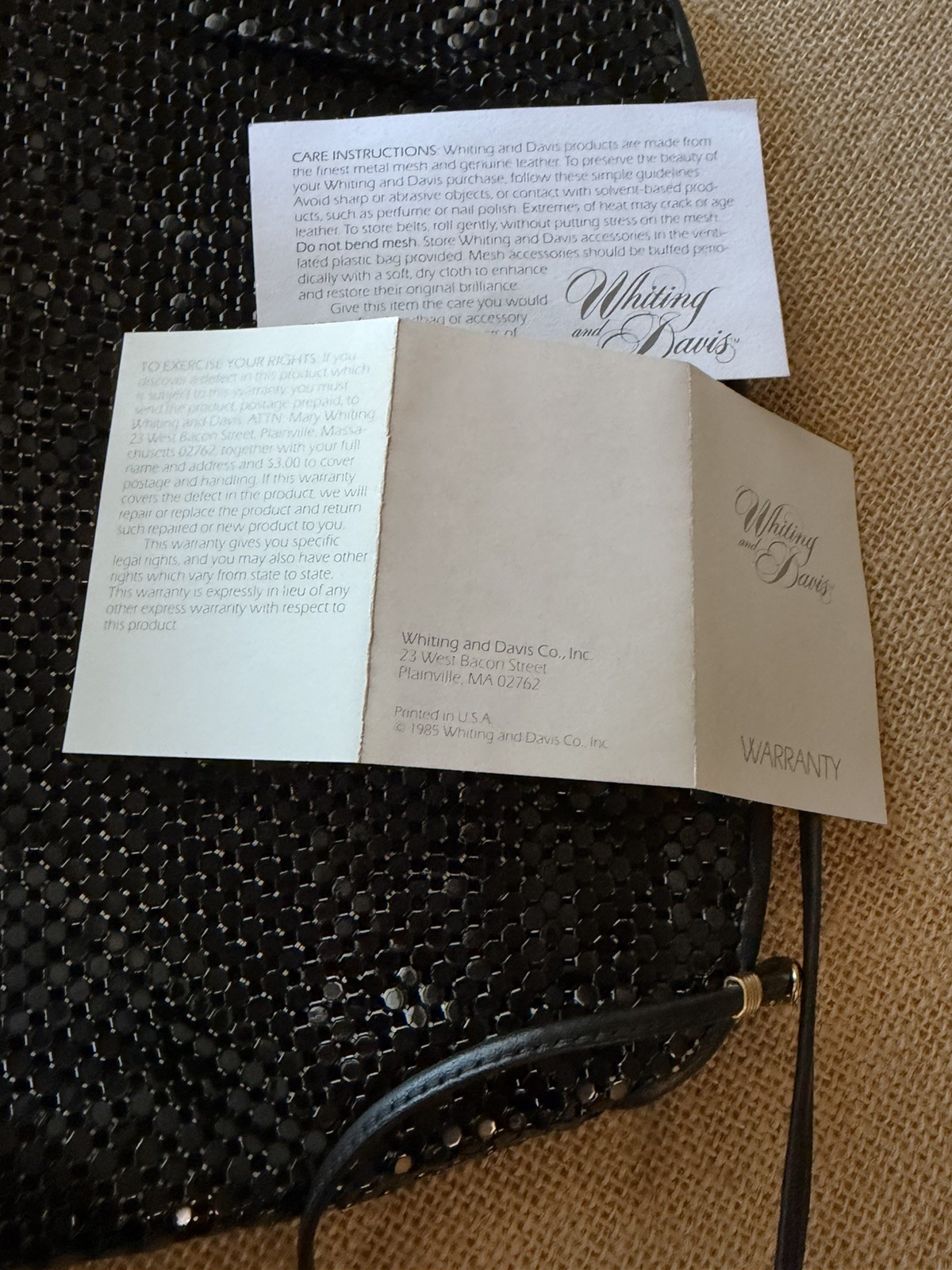 Vintage WHITING AND DAVIS Black Metal Mesh Crossbody Bag Evening Clutch Purse