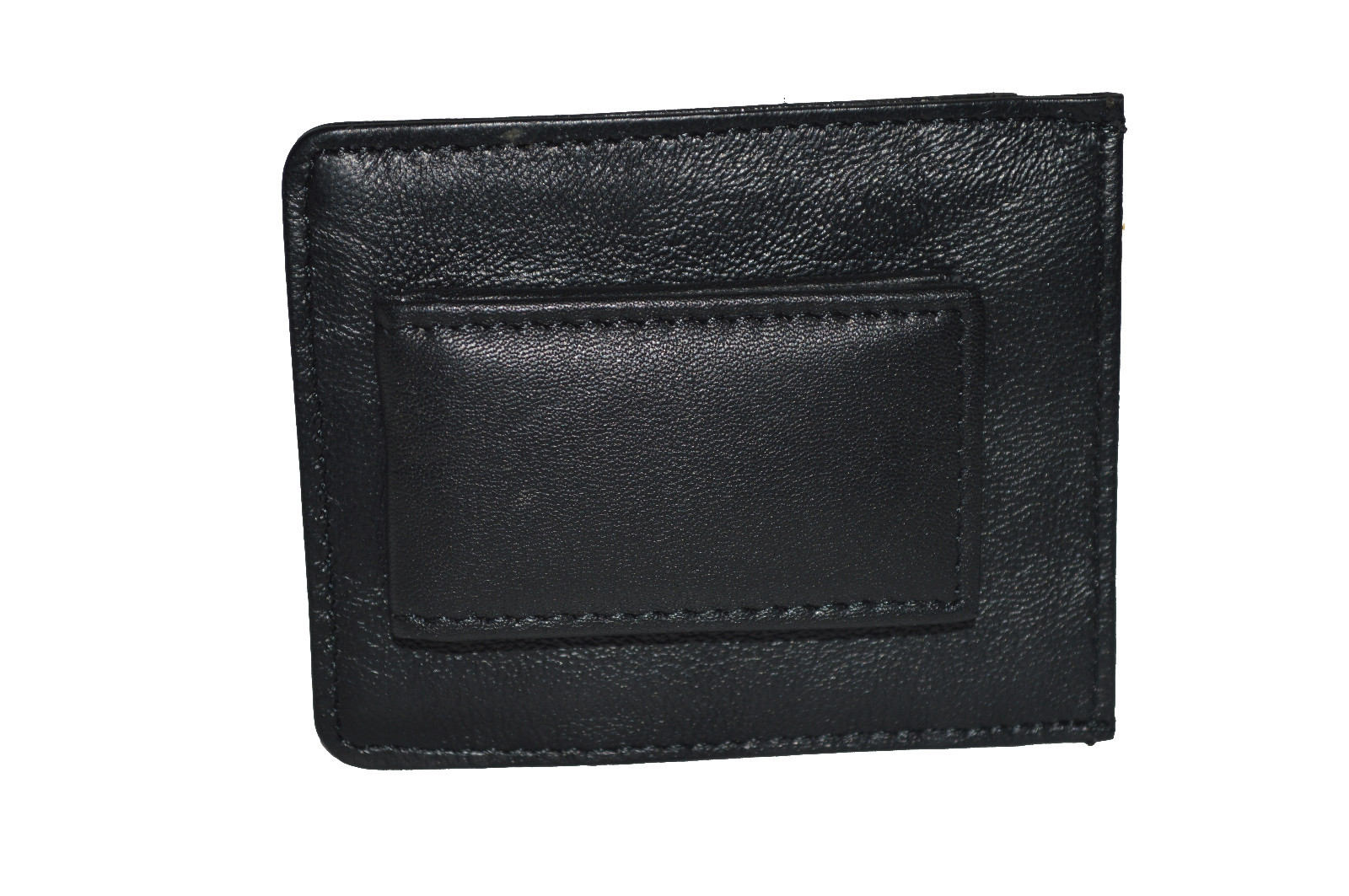 LEATHERBOSS LEATHER MAGNETIC MONEY CLIP WITH BACK CARD POCKET, BLACK