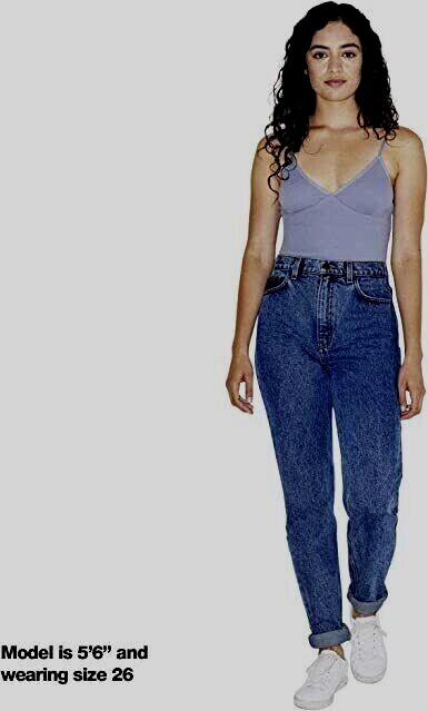AMERICAN APPAREL LADIES HI-WAIST JEANS MEDIUM WASH 100% COTTON CHOICE OF SIZE