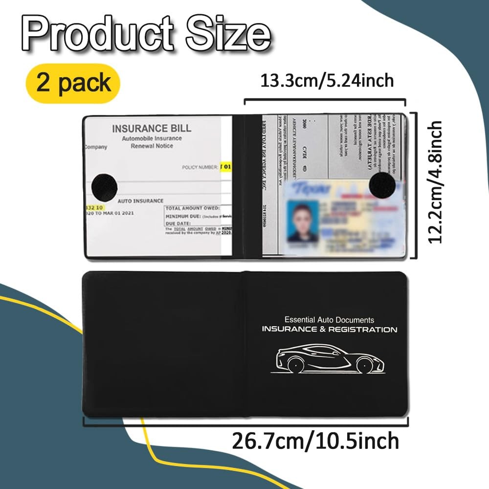 WINUERK 2PCS Car Registration and Insurance Card Holder, 10.6”×4.8” Essenti…