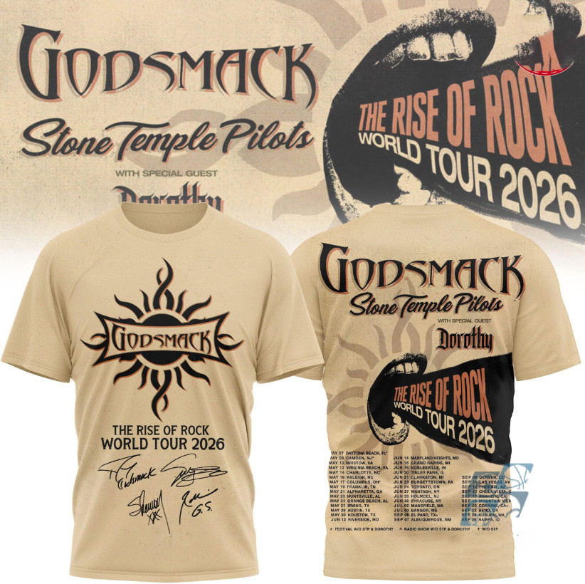 Godsmack The Rise of Rock World Tour 2026 Signatures T-Shirt BT2097