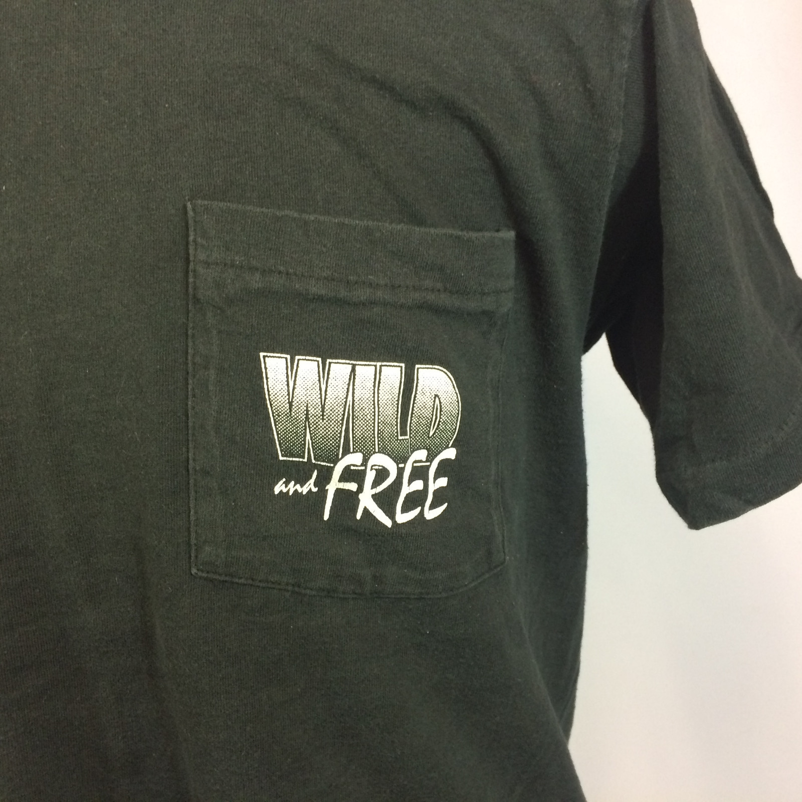 Vintage 80s 90s Black Trucker Motorcycle Horse Moon Distressed Pocket T Shirt