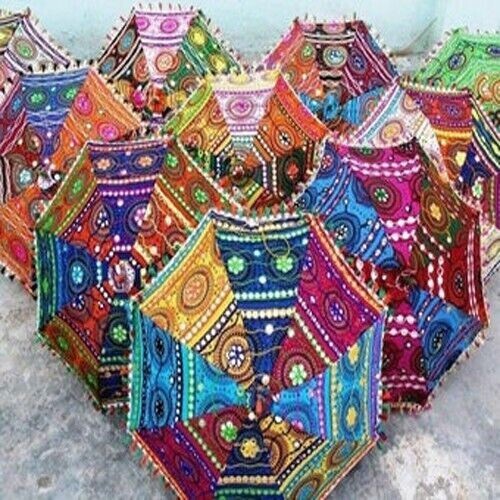 Lot of 5 Pcs Bohemian Parasols Indian Hippie Umbrellas Decor Wholesale Lot