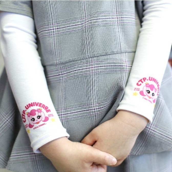 Catch Teenieping Kids Cooling Arm Sleeves UV Protection Heartsping White M Size