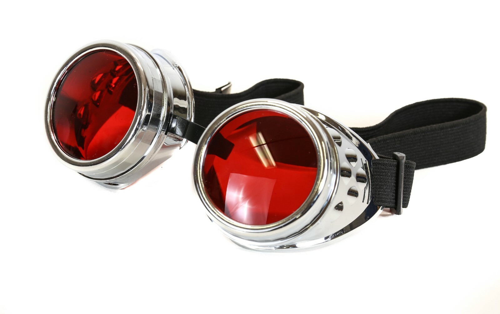 Red Lens Victorian Steampunk Goggles Glasses Welding Cyber Punk Gothic Cosplay