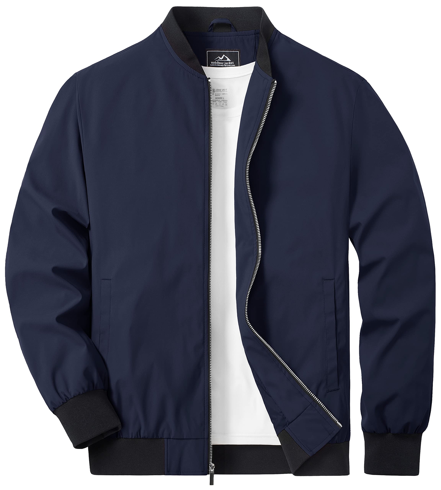 Men’s Spring Fall Thin Bomber Jacket Full-Zip Sportswear Lightweight Casual Coat