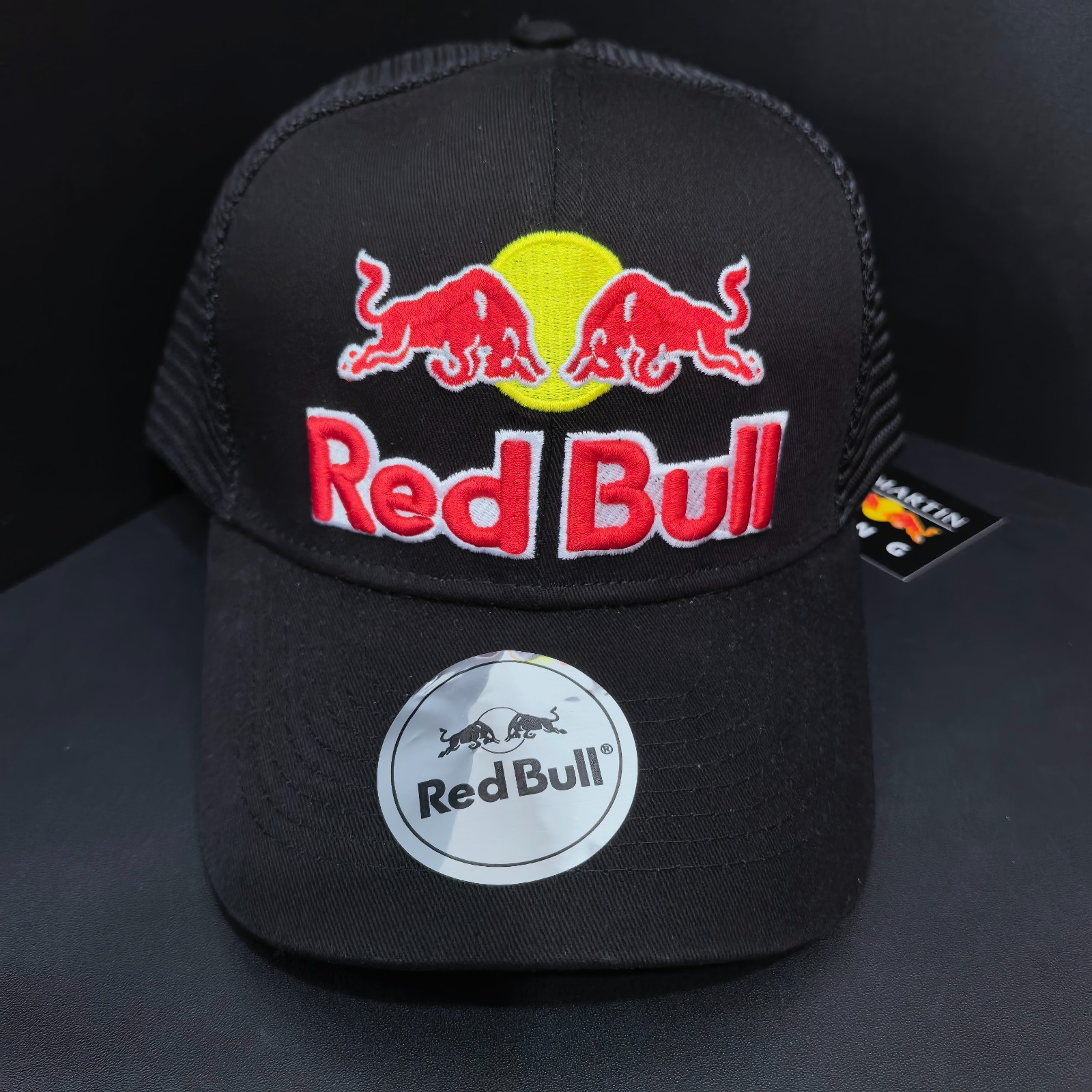 Red Bull Outdoor Sports Casual Black Baseball Cap – Mesh Back Design