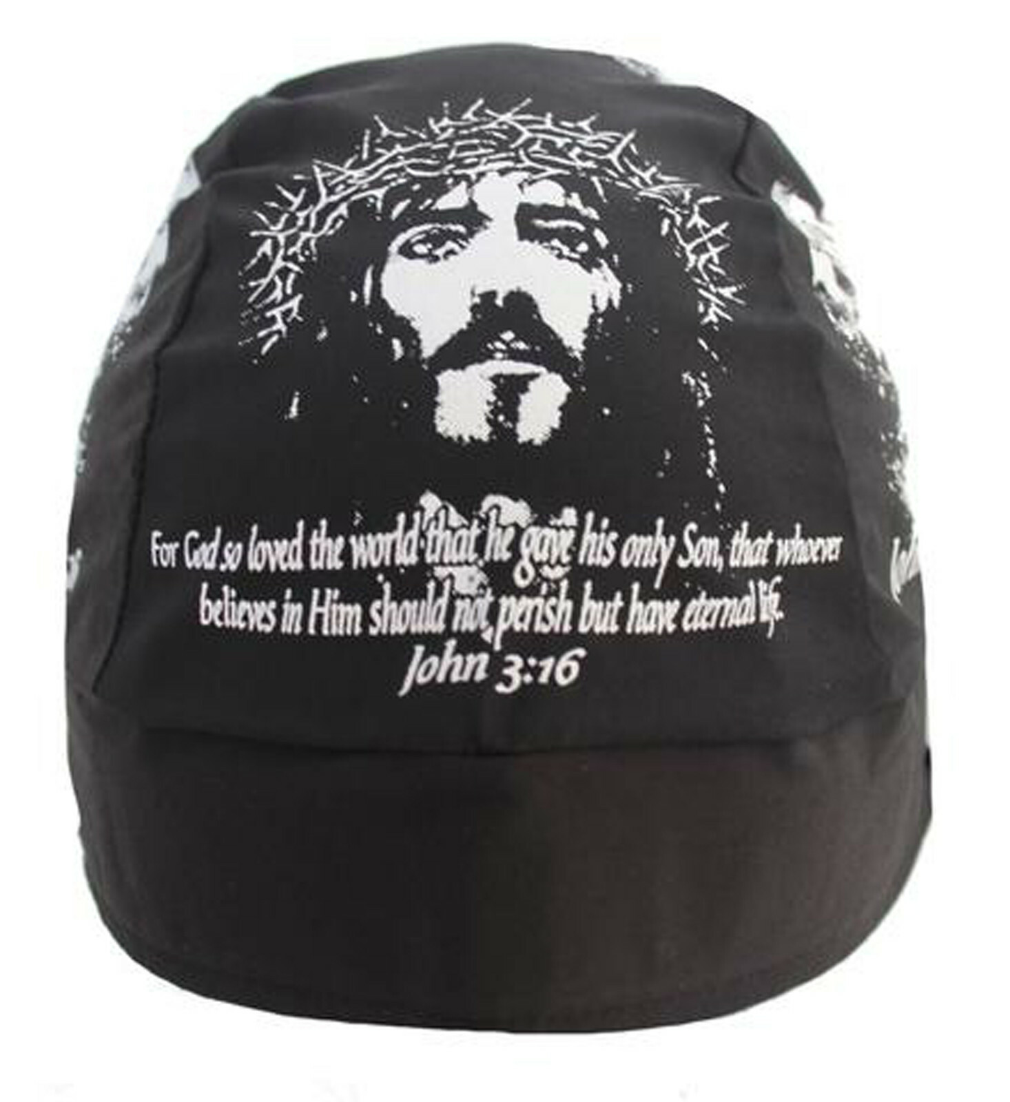 John 3:16 Christian Biker Doo Rag Black Motorcycle Skull Cap Chemo Bandana Wrap