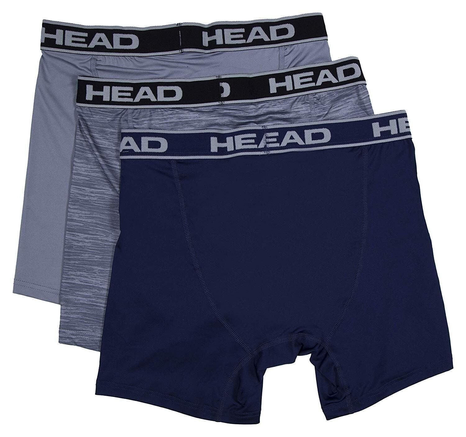 HEAD Mens Performance Underwear 3-PACK Boxer Briefs S-5XL Polyester/Spandex