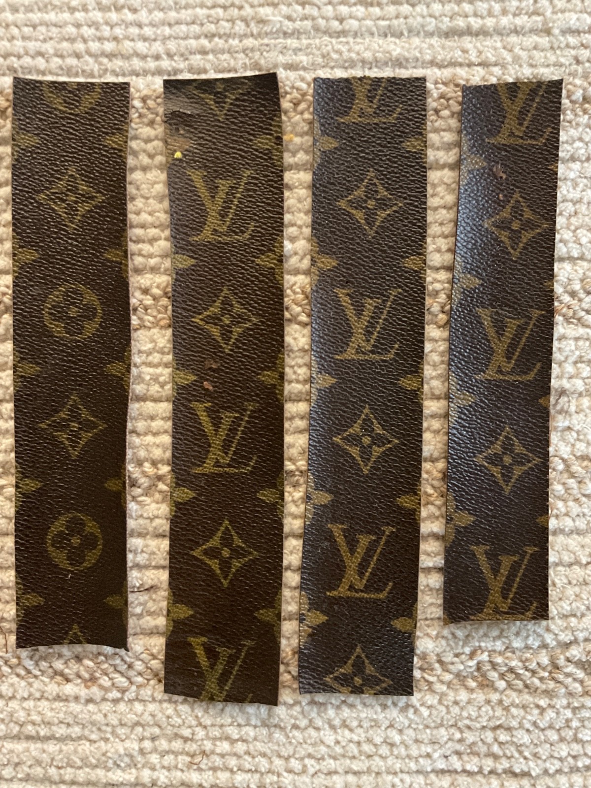 Louie Vuitton Cut Scrap Fabric Material Repair Replace Reuse Crafts lot of 7