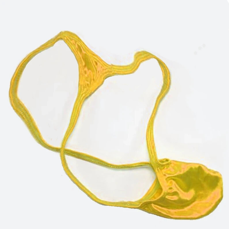 MENS BEACH BULGE SHINY GRAPE SMUGGLERS THONG-YELLOW-S/M 28-34