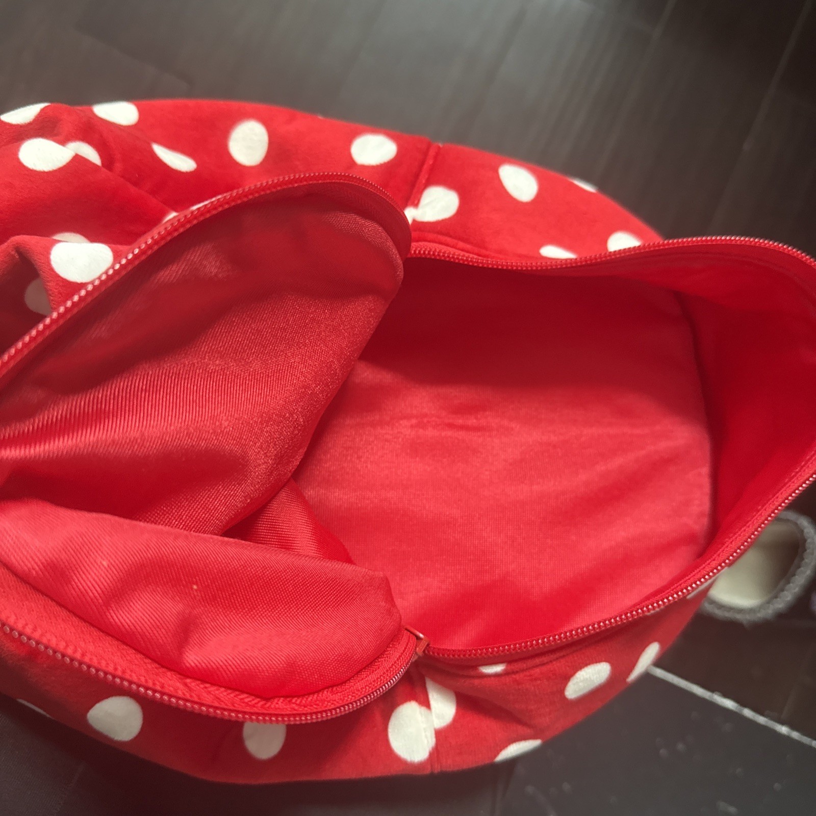 Disney Minnie Mouse Red White Black Kids Backpack Polka Dot Ears Polyester