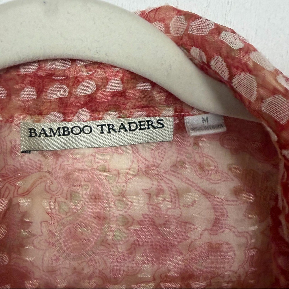 Bamboo Traders Jacket Orange Linen Blend Sheer Floral Geometric Artsy Unique M