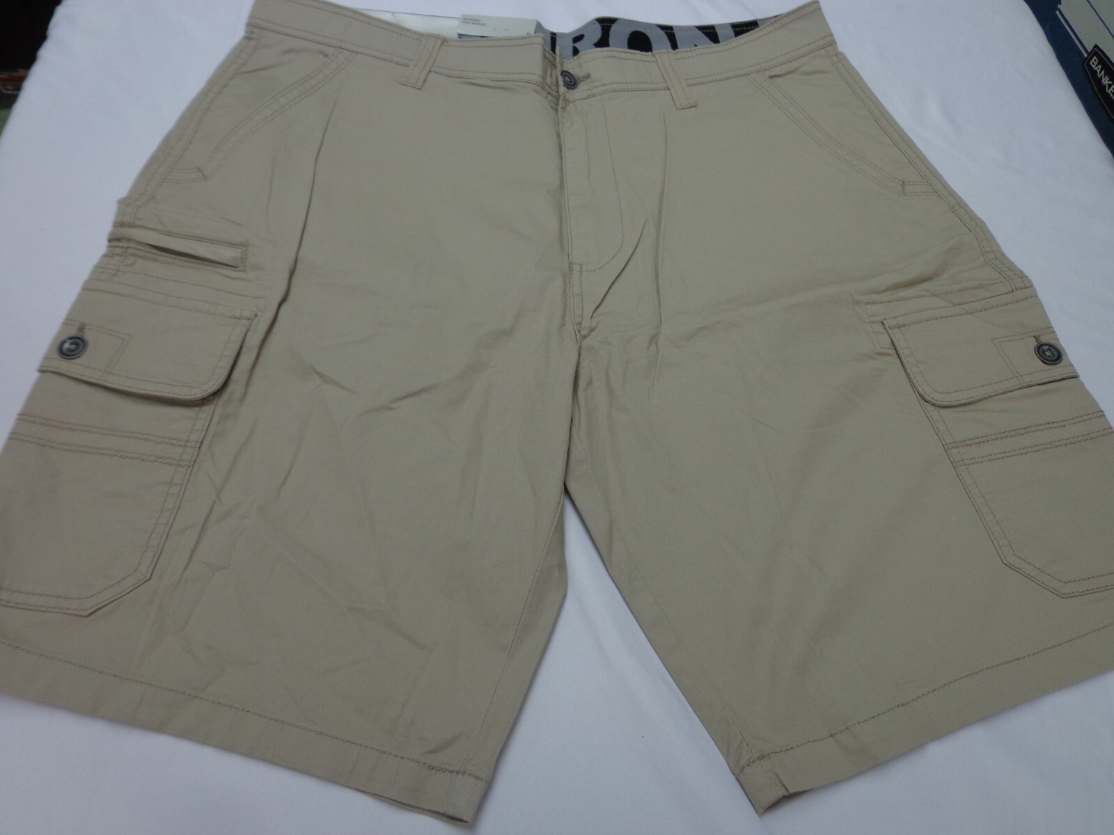 Iron Co Stretch Cargo Shorts Regular Fit Cotton Blend Vintage Wheat Size 38