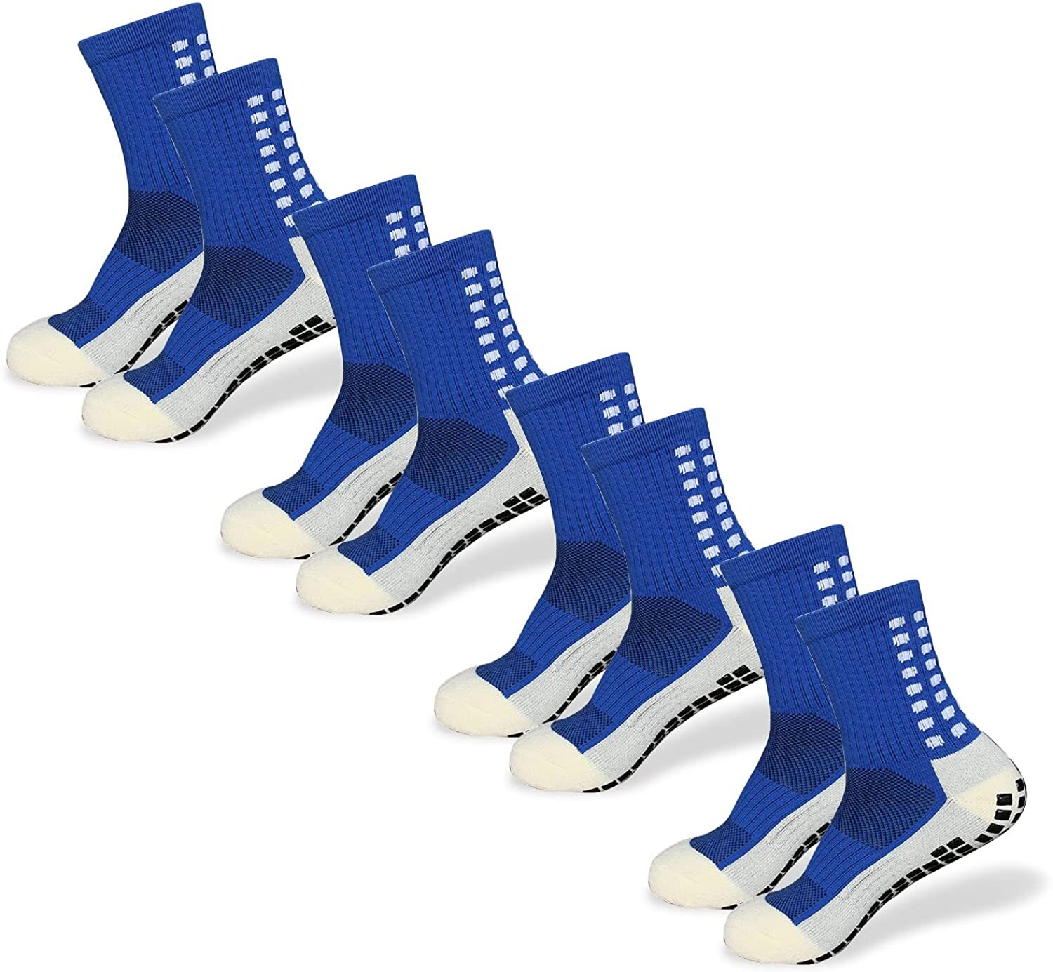 4 Pair Sport Socks Anti Slip W/ Grip Soccer Men Football Basketball Sock Premium