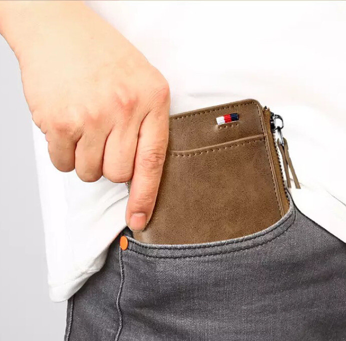 Mens RFID Blocking Leather Wallet Credit Card ID Holder Zipper Purse Waterproof