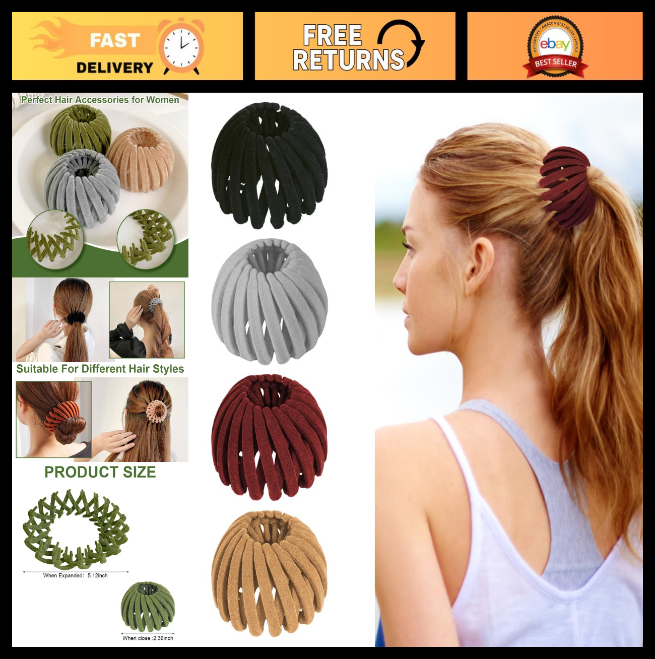 Expandable Hair Bun Maker Clip – Magic Hair Accessories for Women, Ponytail Hold
